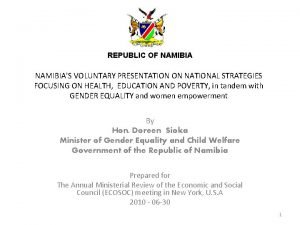 REPUBLIC OF NAMIBIAS VOLUNTARY PRESENTATION ON NATIONAL STRATEGIES