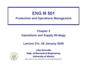ENG M 501 Production and Operations Management Chapter