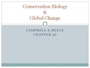 Conservation Biology Global Change CAMPBELL REECE CHAPTER 56