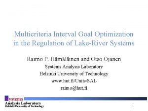 Multicriteria Interval Goal Optimization in the Regulation of