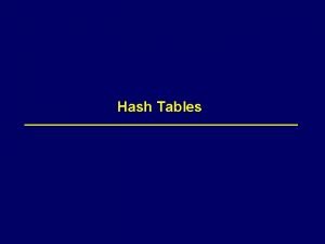 Hash Tables 2 Exercise 2 Exercise 1 void