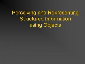 Perceiving and Representing Structured Information using Objects Organization