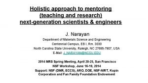 Holistic approach to mentoring teaching and research nextgeneration