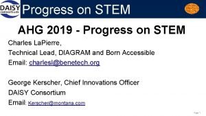 Progress on STEM AHG 2019 Progress on STEM