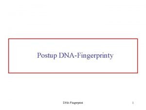 Postup DNAFingerprinty DNAFingerprint 1 Skmavky pre kad skupinu