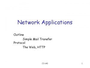 Network Applications Outline Simple Mail Transfer Protocol The