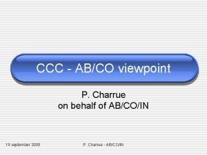 CCC ABCO viewpoint P Charrue on behalf of
