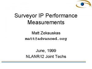 Surveyor IP Performance Measurements Matt Zekauskas mattadvanced org