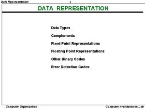 Data Representation 1 DATA REPRESENTATION Data Types Complements
