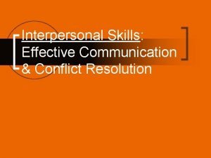 Conflict resolution skills