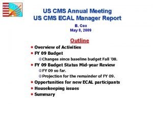 US CMS Annual Meeting US CMS ECAL Manager