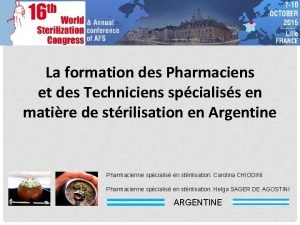 La formation des Pharmaciens et des Techniciens spcialiss