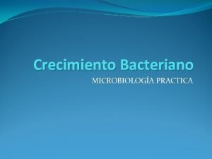 Crecimiento Bacteriano MICROBIOLOGA PRACTICA Crecimiento microbiano Tiene lugar