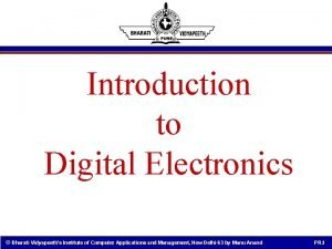 Introduction to Digital Electronics Bharati Vidyapeeths Institute of