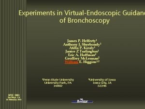 Experiments in VirtualEndoscopic Guidanc of Bronchoscopy James P