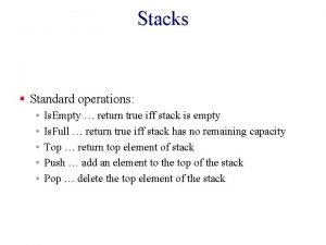 Stacks Standard operations Is Empty return true iff