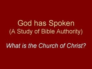 God has Spoken A Study of Bible Authority