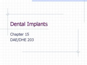 Dental Implants Chapter 15 DAEDHE 203 Implants defined