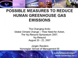 POSSIBLE MEASURES TO REDUCE HUMAN GREENHOUSE GAS EMISSIONS