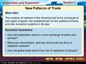 Exploration and Expansion Section 3 New Patterns of