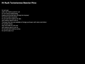 Ht Rush Testosterone Booster Price ht rush cost
