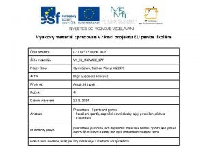 Vukov materil zpracovn v rmci projektu EU penze