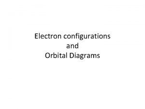 Electron configurations and Orbital Diagrams What is an