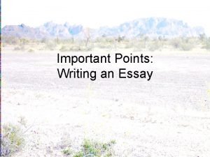 Narrow essay