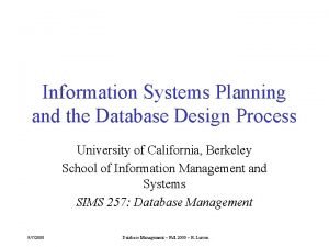 Database planning and design