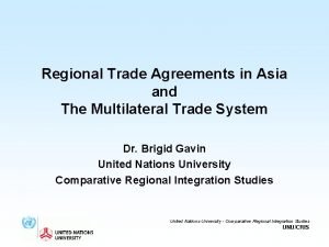 Regional Trade Agreements in Asia and The Multilateral