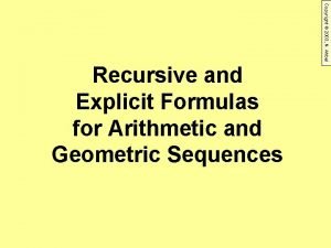 Difference between explicit and recursive formula
