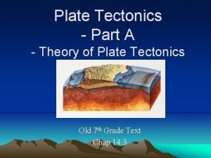 Plate Tectonics Part A Theory of Plate Tectonics