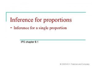 Inference for proportions Inference for a single proportion