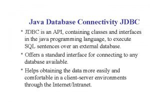 Java database connectivity api