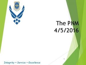 The PNM 452016 1 Integrity Service Excellence Objectives