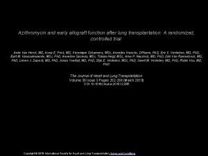 Azithromycin and early allograft function after lung transplantation