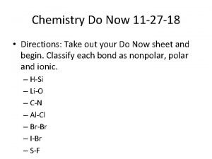 Chemistry Do Now 11 27 18 Directions Take