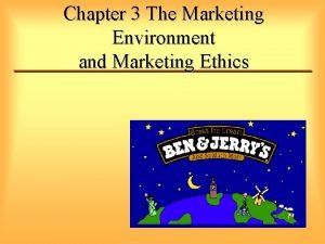 Chapter 3 The Marketing Environment and Marketing Ethics
