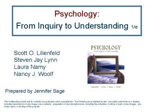 Psychology From Inquiry to Understanding 1e Scott O