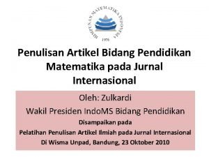 Penulisan Artikel Bidang Pendidikan Matematika pada Jurnal Internasional