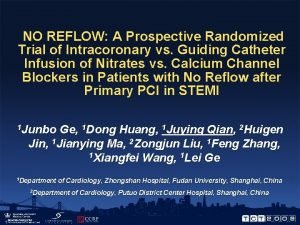 NO REFLOW A Prospective Randomized Trial of Intracoronary