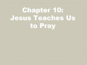 Chapter 10 Jesus Teaches Us to Pray Prayer