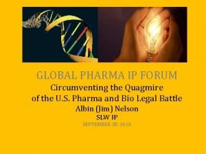 GLOBAL PHARMA IP FORUM Circumventing the Quagmire of