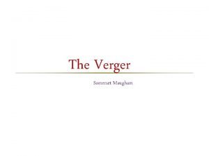 Somerset maugham the verger