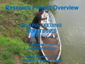 Research Project Overview TILAPIA FEEDING STRATEGIES Philippine Project