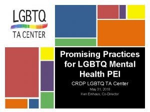 Promising Practices for LGBTQ Mental Health PEI CRDP