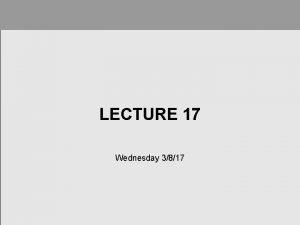 LECTURE 17 Wednesday 3817 Chapter 17 Carbohydrates IMPORTANT