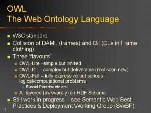 OWL The Web Ontology Language n n n