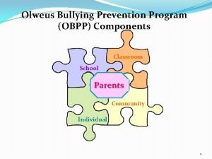 Olweus Bullying Prevention Program OBPP Components Classroom School