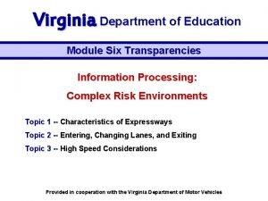 Virginia Department of Education Module Six Transparencies Information